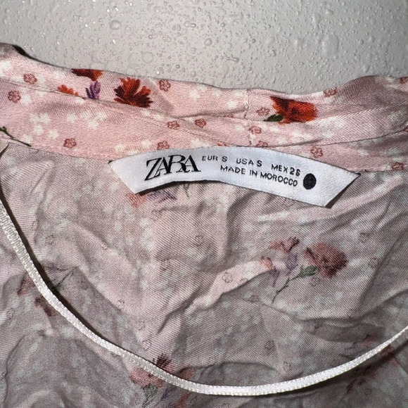 Zara Floral Pink Tie Crop Top small - Picture 3 of 4